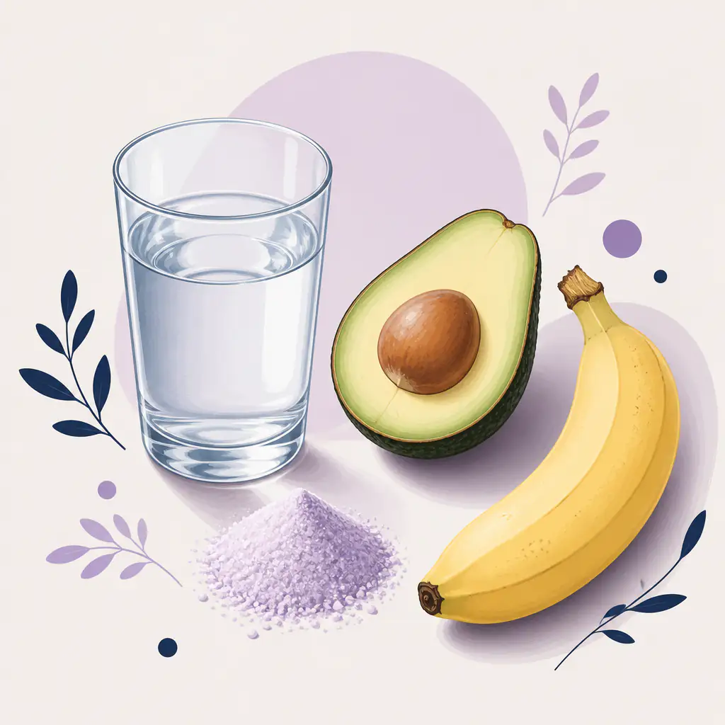 K Shami debloat powder and natural potassium-rich foods for reducing facial bloating