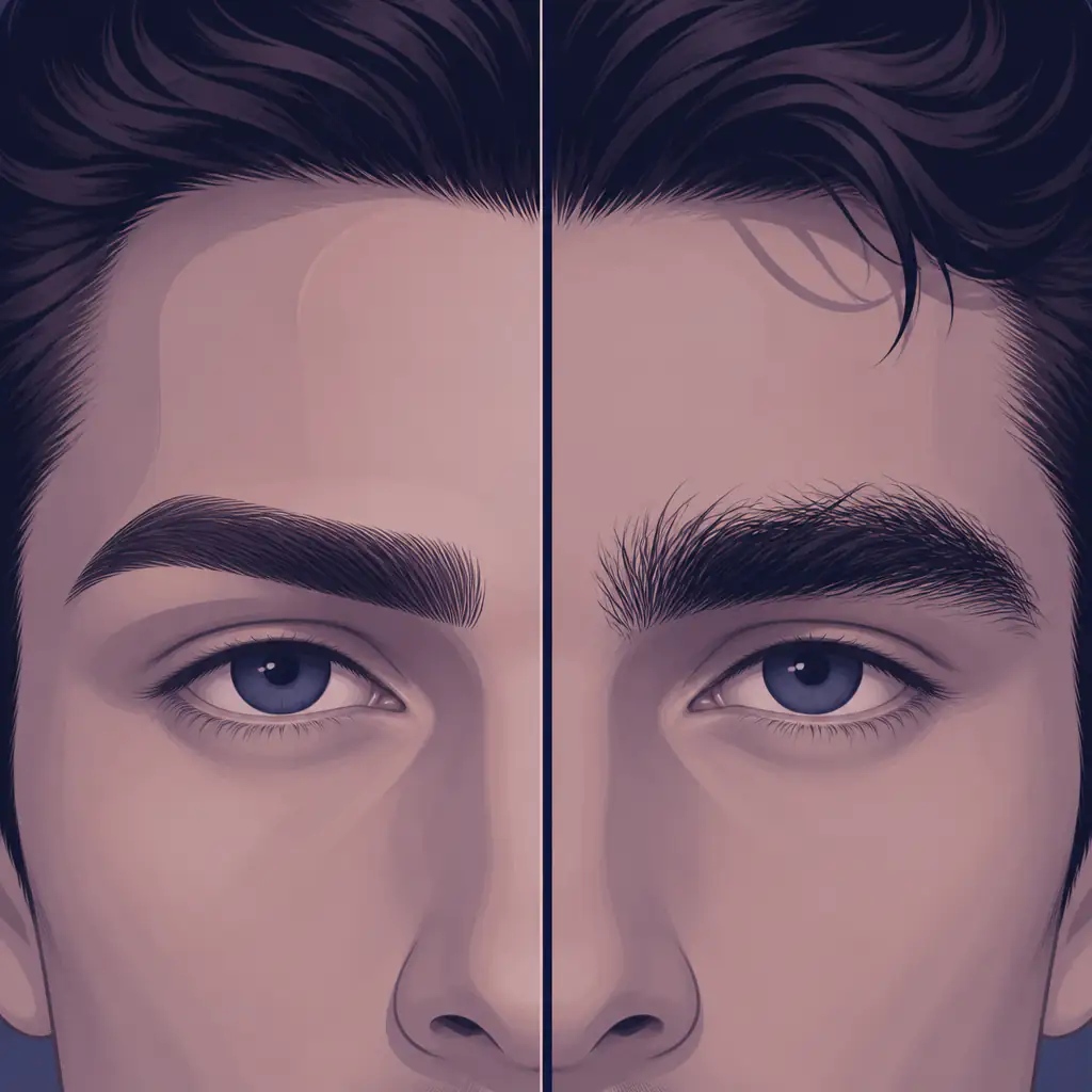 Eyebrow grooming effect on brow ridge visibility in males
