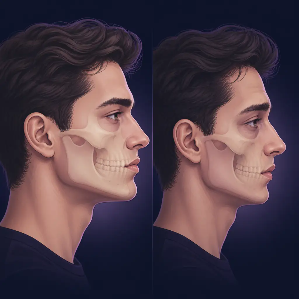 Good vs bad maxilla side-by-side profile comparison illustration