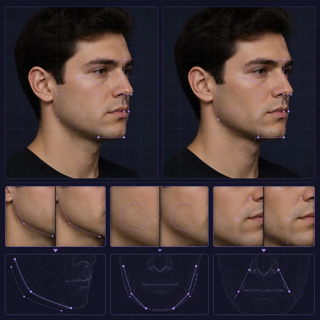 Controlled before and after facial photo comparison method for tracking HGH changes