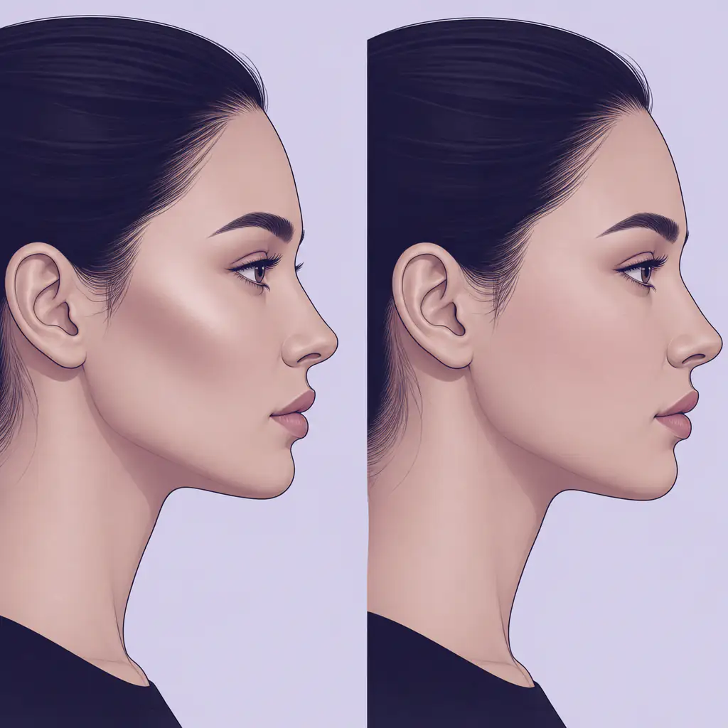 Side profile comparison showing high versus low cheekbone projection