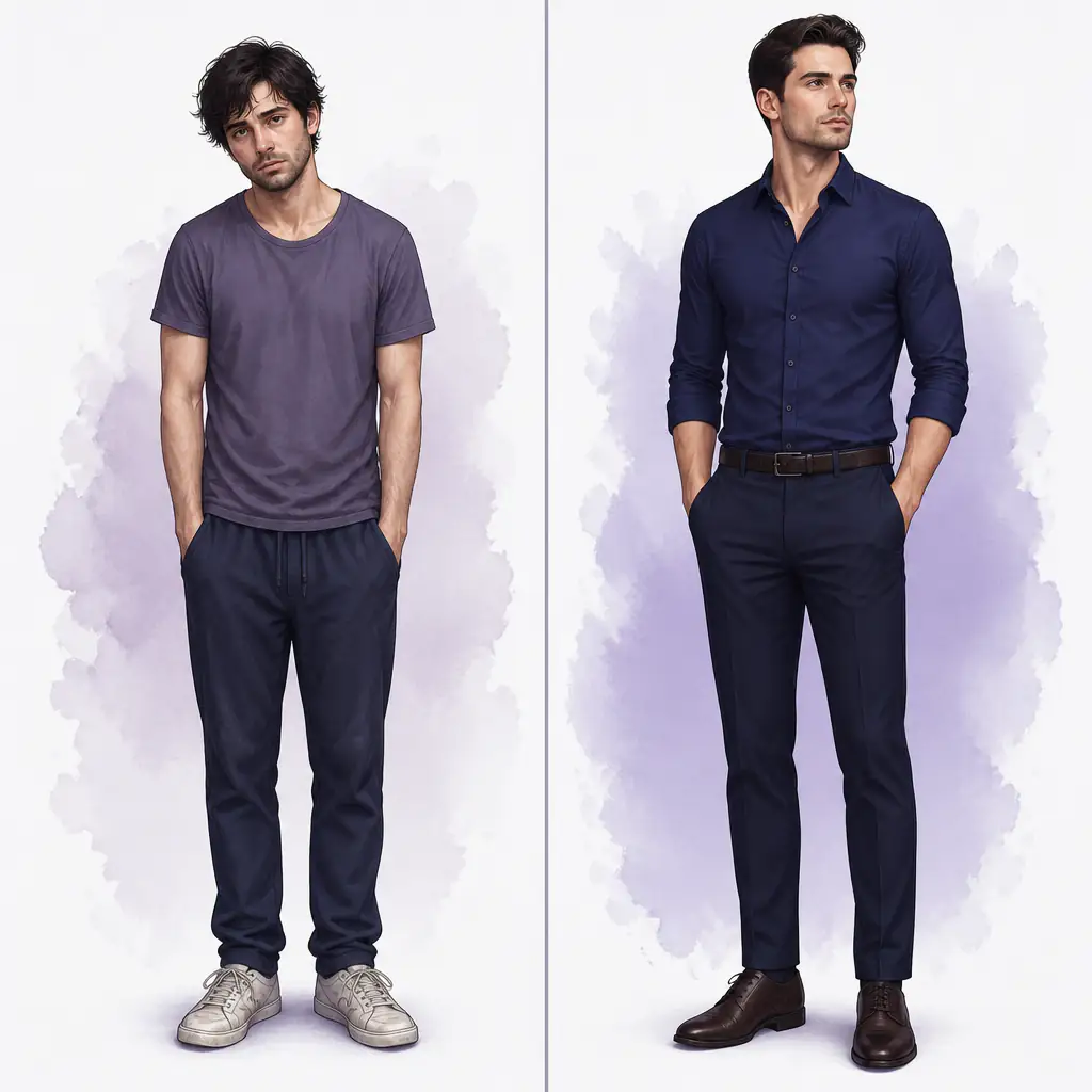 Before and after comparison illustrating how to ascend through looksmaxxing improvements