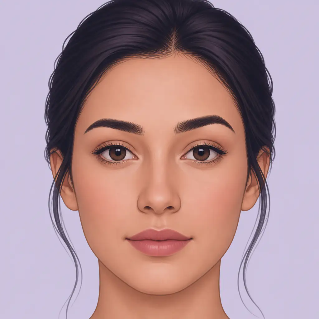 Close-up illustration showing asymmetrical eyebrows with one brow higher than the other