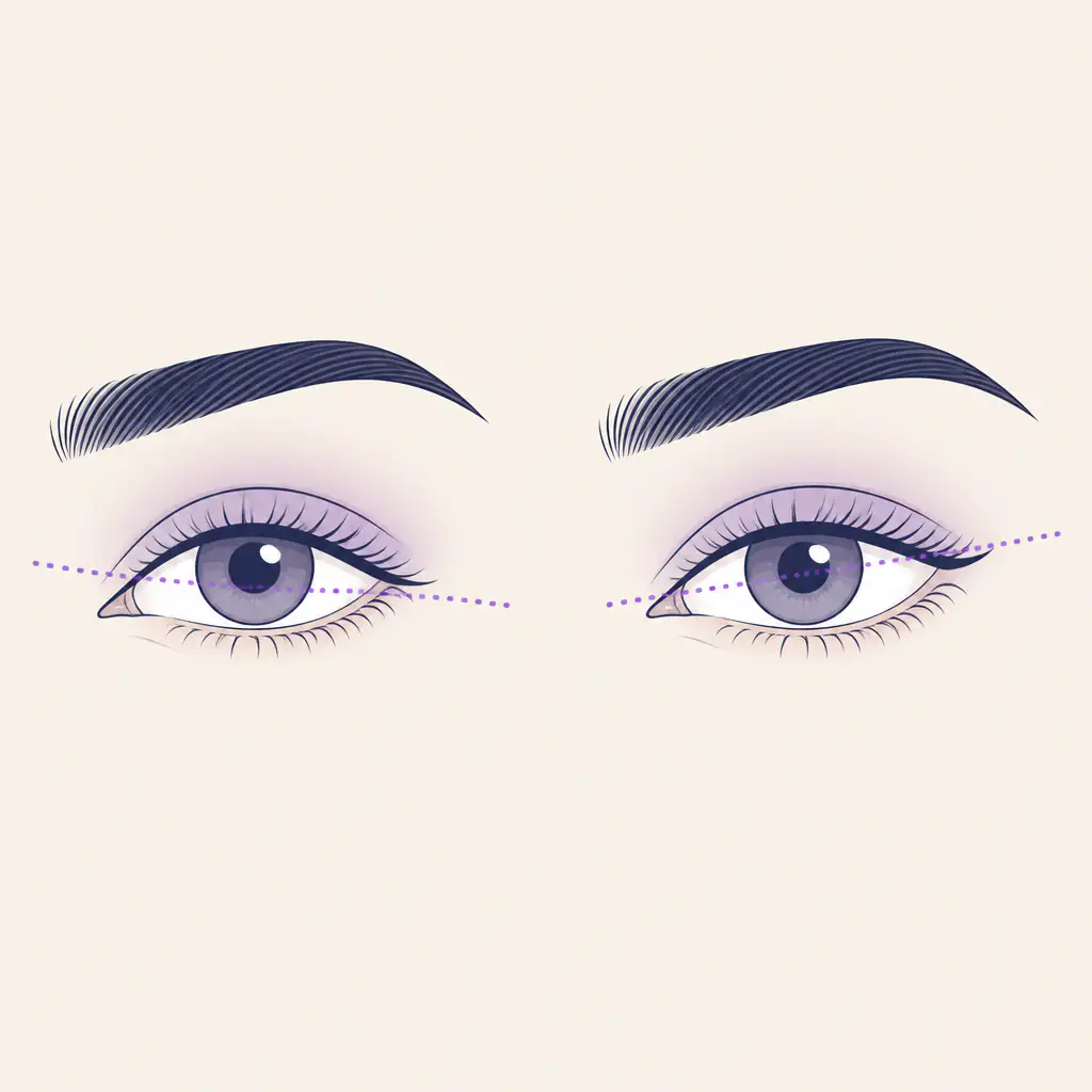 Side-by-side comparison of negative and positive canthal tilt eye shapes