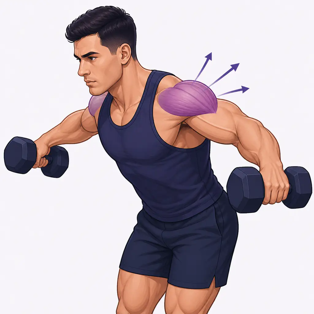 Lateral raise exercise demonstration targeting side deltoids to improve shoulder width appearance