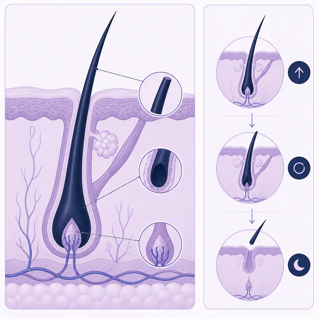 diagram of eyebrow hair follicle growth cycle phases