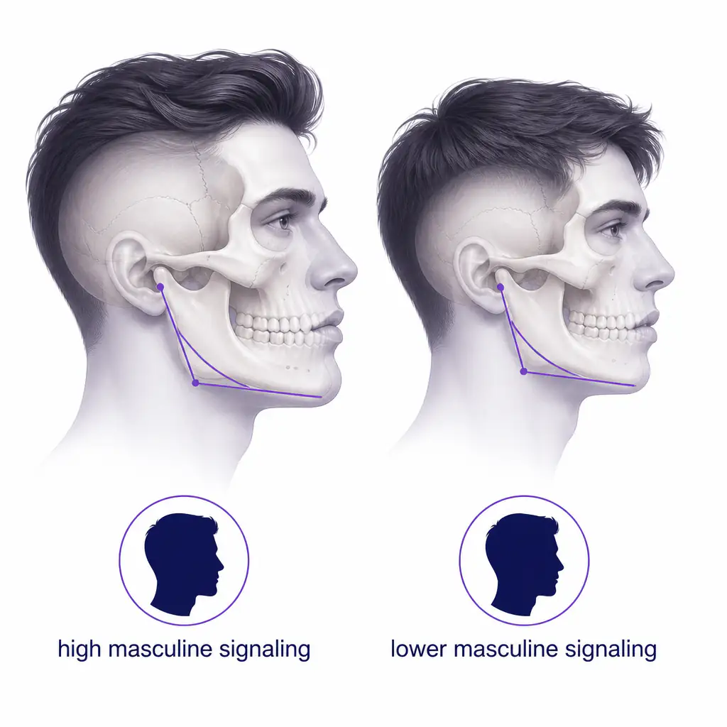 Comparison of jaw gonial angles and their effect on masculine facial structure