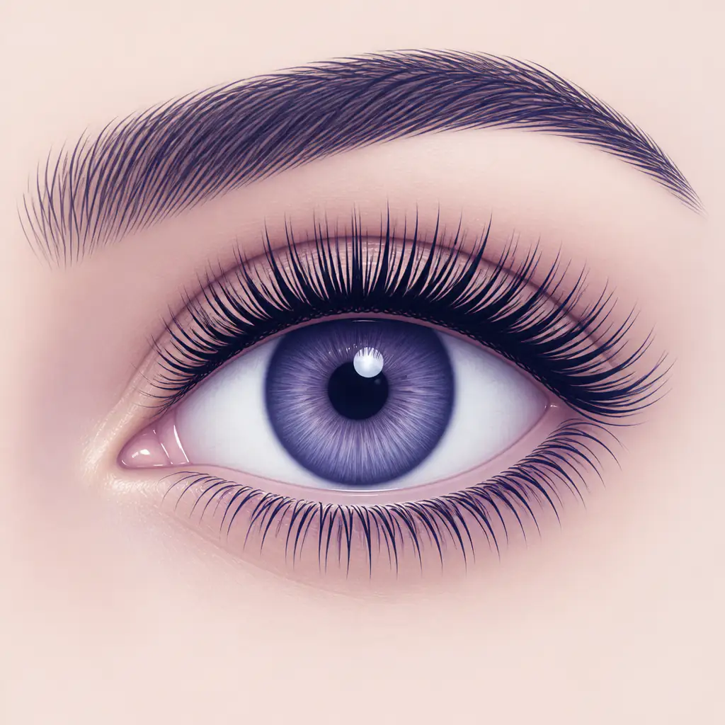 Close-up illustration of eyelashes on a human eye showing lash density