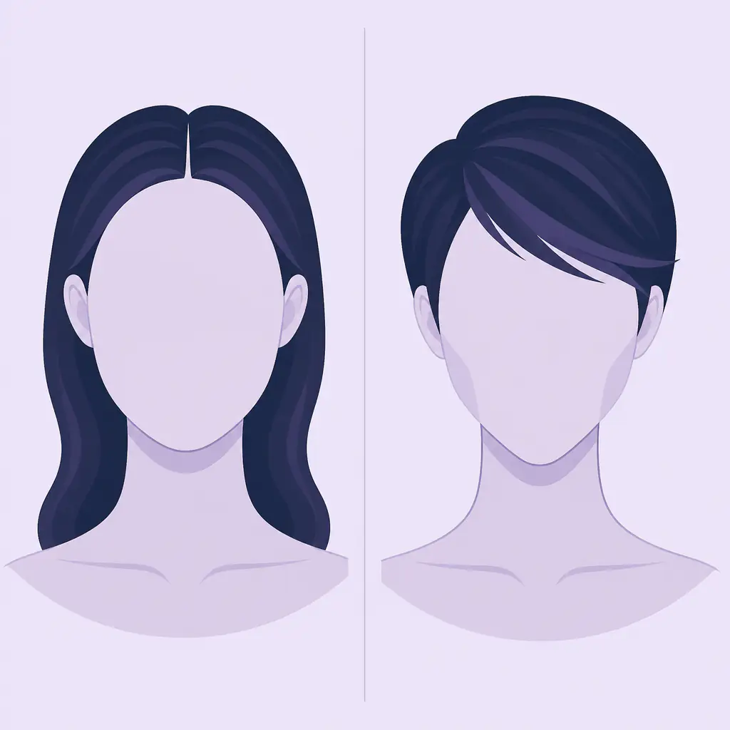 Hairstyle recommendations shown on oval and diamond face shape illustrations
