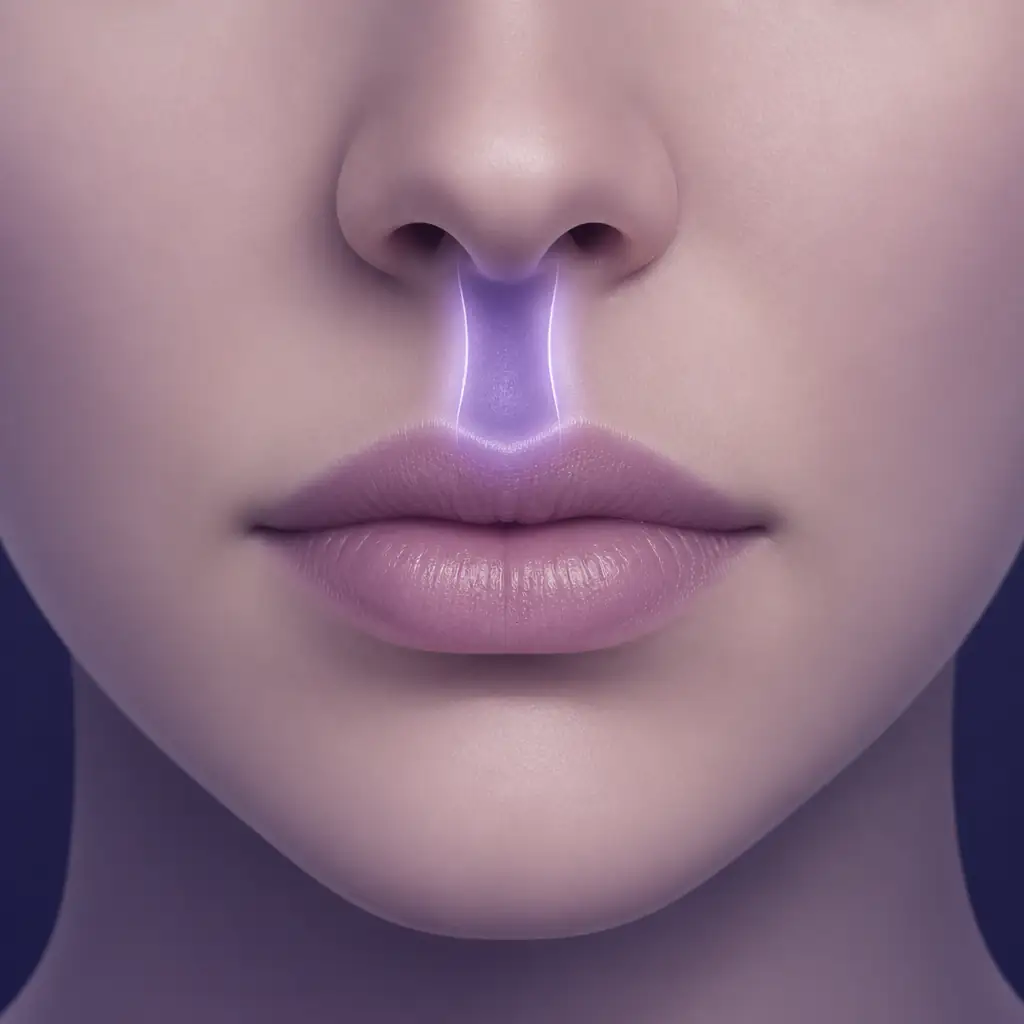 Ideal philtrum anatomy shown on a human lower face illustration