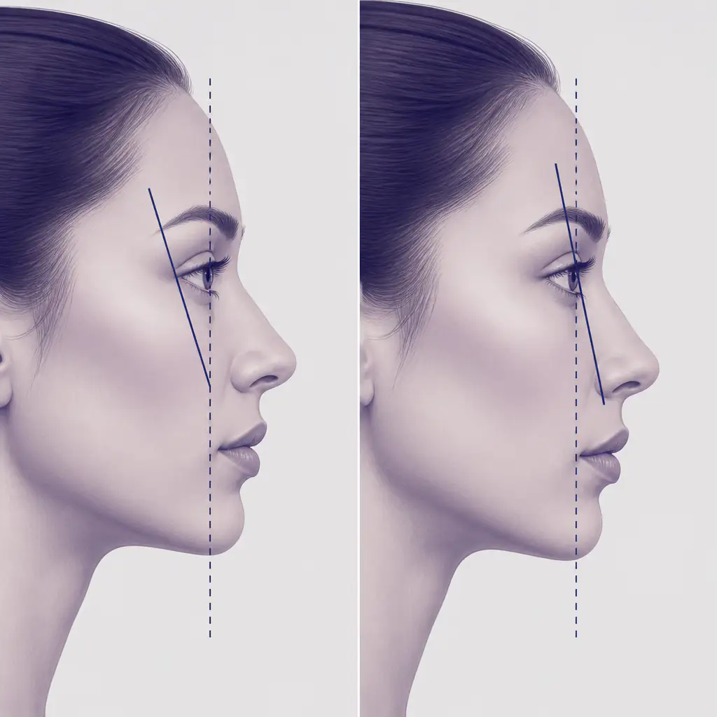 Positive vs negative orbital vector illustration related to maxillary projection